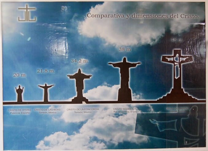 Groeßenvergleich Christus-Kreuz Tuxtla vs Rio de rio de Janeiro und weitere